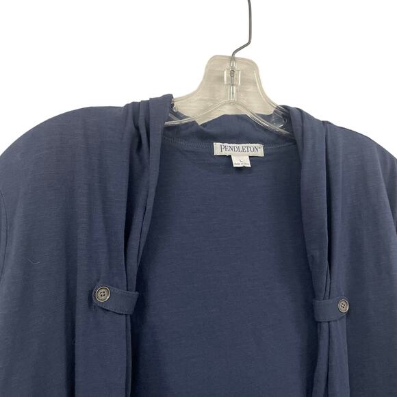 Pendleton Long Sleeve Open Front Southwestern Stitched Sling Navy Blue Large - Picture 4 of 7